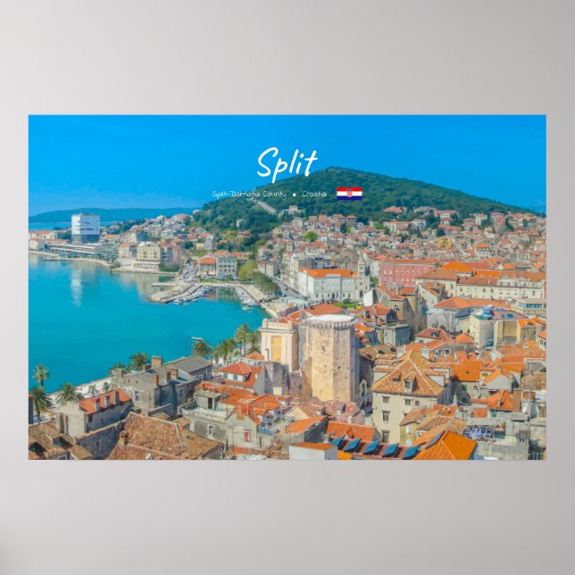 Poster Split, Croatie - Ville côtière (Devant)