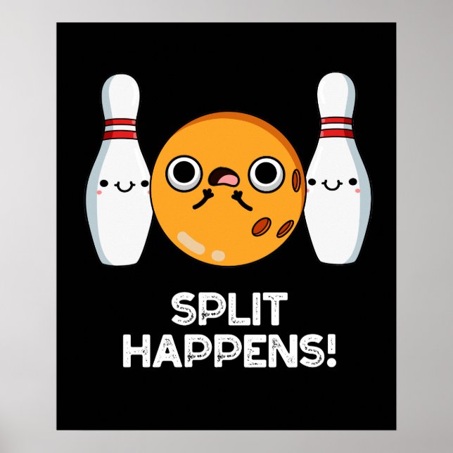 Poster Split Happy Drôle Bowling Pun Dark BG (Devant)