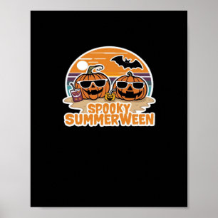 Poster Spooky Summerween - Citrouilles Sur La Plage Class
