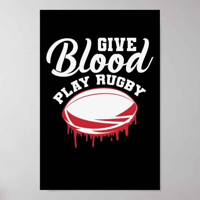 Poster Sport de football américain Give Blood Play Rugby (Devant)