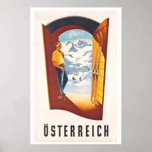 Poster Sport d'hiver en Autriche Österreich Vintage Ski