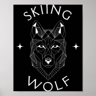 Poster Sports d'hiver aventure neige montagne loup ski