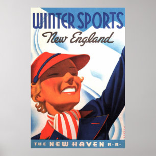 Poster Sports d'hiver Nouvelle Angleterre New Haven Railr