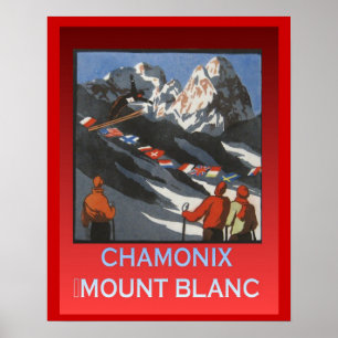 Poster Sports d'hiver vintages, bâti Blanc de la France