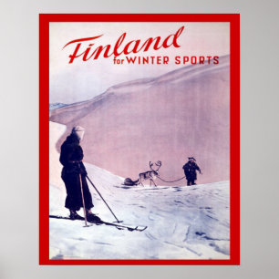 Poster Sports d'hiver vintages, Finlande