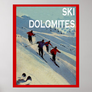 Poster Sports d'hiver vintages Ski Italie, Dolomites