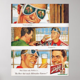 Poster Sports d'hiver vintages Ski Schlilz bière