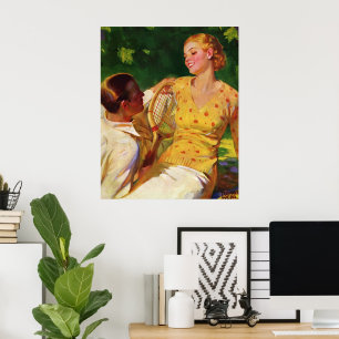 Poster Sports vintages Tennis, Amour et Romance