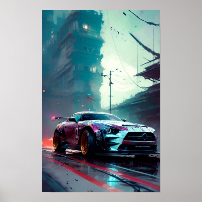 Poster Sportscar futuriste (Devant)