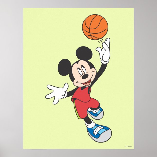 Poster Sporty Mickey | Lancer le basket-ball (Devant)