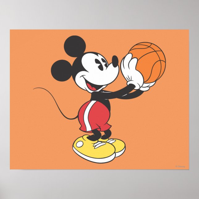 Poster Sporty Mickey | Tenir un basket-ball (Devant)