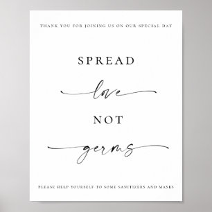 Poster Spread Love Not Germs Sanitizer Station Mariage