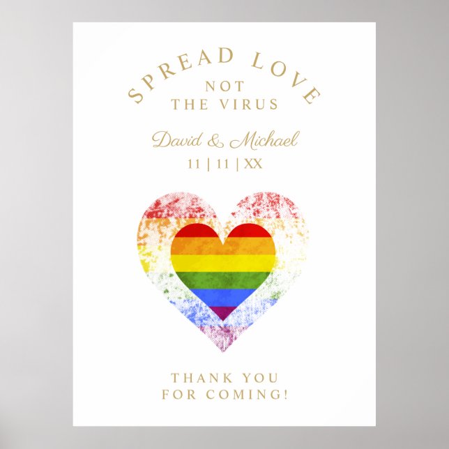 Poster Spread Love Pride Rainbow Heart LGBT Mariage (Devant)