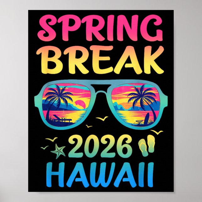 Poster Spring Break Hawaii 2026 Vacation Trip Sungles  (Devant)