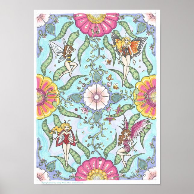 Poster Spring Garden Fairy Bug Imaginaire Art Mandala Pos (Devant)