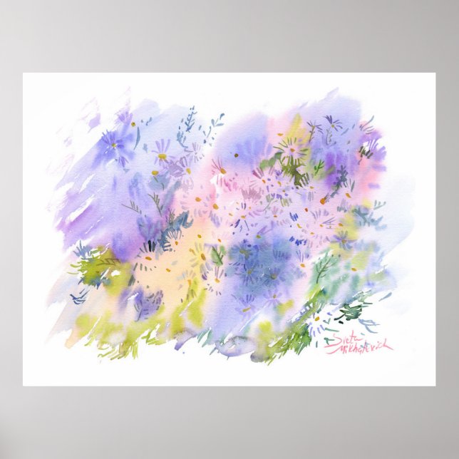 Poster Spring Meadow — Abstract Floral Watercolor (Devant)