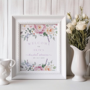 Poster Spring Pastel Floral Fête des mariées Welcome