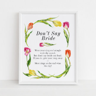 Poster Spring Tulip Don't Say Bride Bridal Shower Game