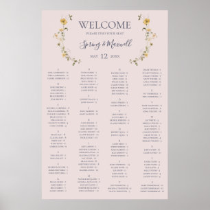 Poster Spring Wildflower Blush Alphabetical Seating Chart