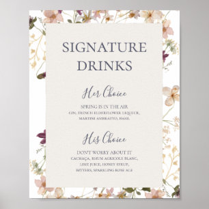 Poster Spring Wildflower   White Signature Drinks Sign