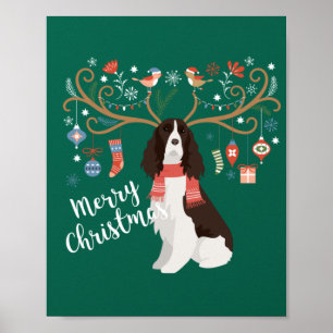 Poster Springer anglais espagnol renne de Noël chien