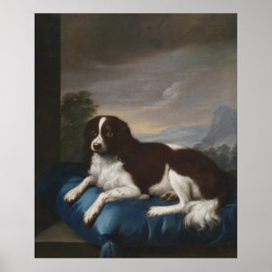 Poster Springer Spaniel anglais vintage sur un coussin