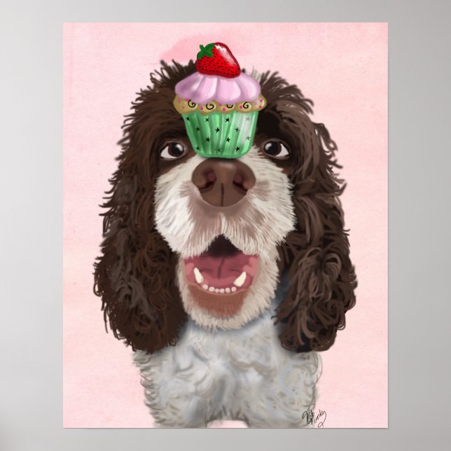 Poster Springer Spaniel avec Cupcake (Devant)
