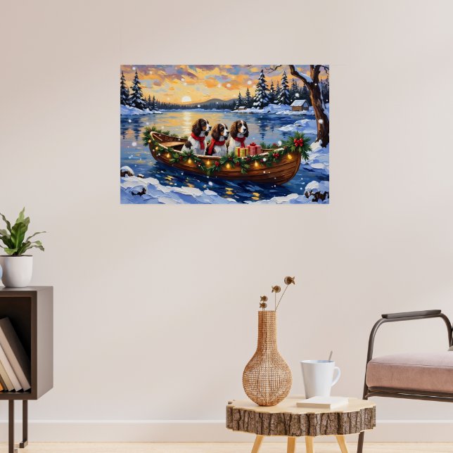 Poster Springer Spaniel Christmas Boat Holiday (Salon 3)