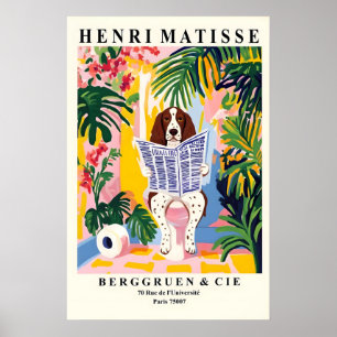 Poster Springer Spaniel sur des toilettes - Style Matisse