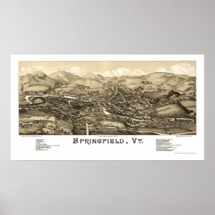 Poster Springfield, VT Panoramic Map - 1886