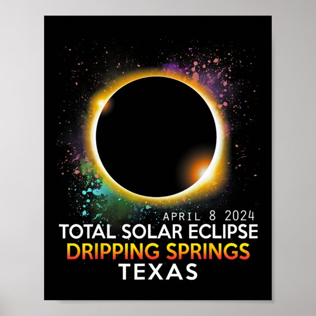 Poster Springs Texas Totalité Total Solaire Eclipse 2024 (Devant)