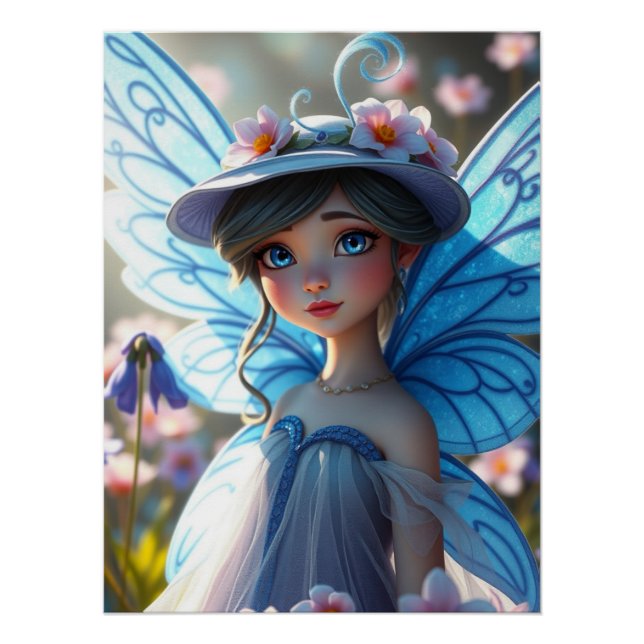 Poster Springtime Bluebell Fairy Art (Devant)