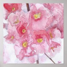 Springtime rose cerisier fleurs aquarelle
