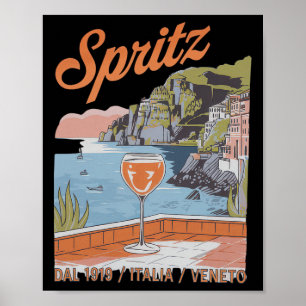 Poster Spritz Veneto Italia Vintage Vin Orange Queue 3