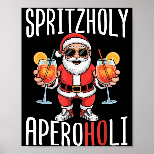Poster Spritzholy Aperoholi - Santa Aperitif Funny Spritz (Devant)