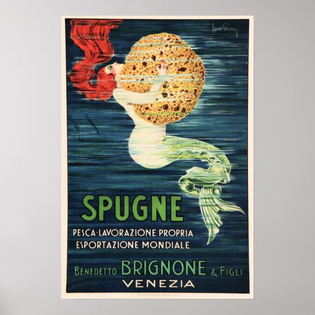 Poster SPUGNE MERMAID SPONGE Vénézuélienne Vintage (Devant)