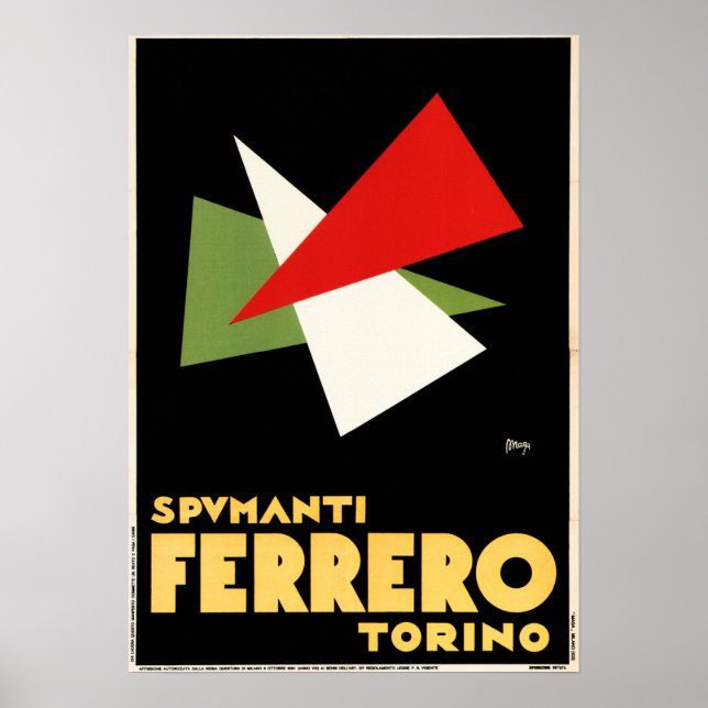 Poster SPUMANTI FERRERO Torino Vieux Champagne Italien (Devant)