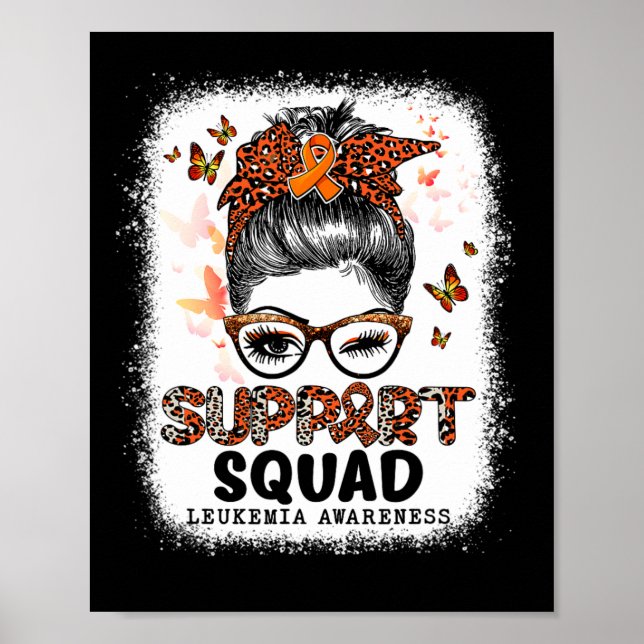 Poster Squad Messy Bun Butterfly Orange Ribbon Leukemia (Devant)