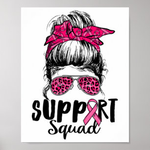Poster Squad Messy Bun Pink Warrier Cancer du sein