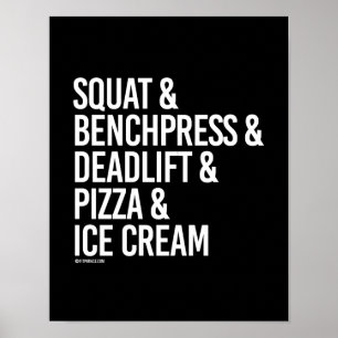 Poster Squat et Benchpress et Deadlift et Pizza - -