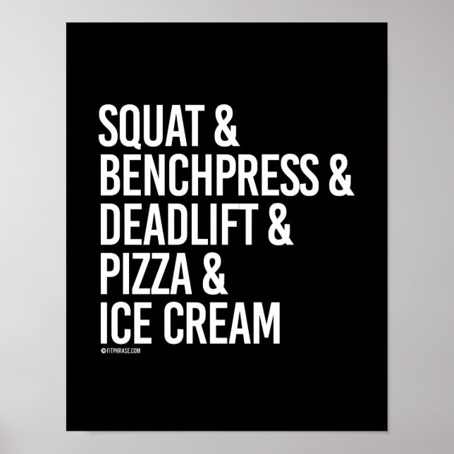 Poster Squat et Benchpress et Deadlift et Pizza - - (Devant)