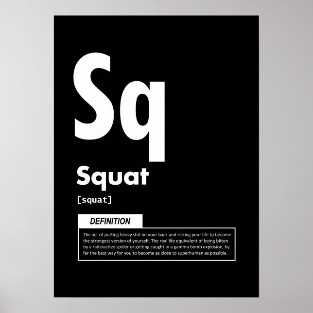 Poster Squat - Table Périodique - Mème Gym Drôle (Devant)
