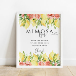 Poster Squeeze Principal Lemon Floral Mimosa Bar Boisson 