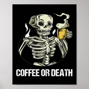 Poster Squelette Boire Café Hommes Vintages Halloween Cos