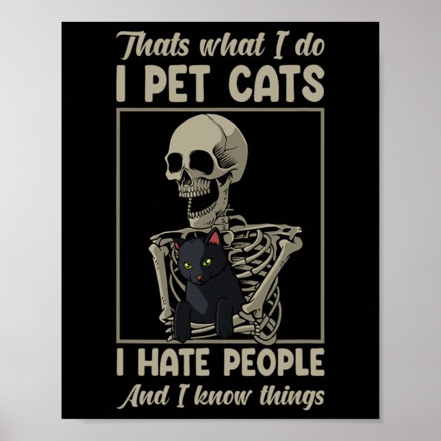 Poster Squelette Chat Kitten Lover Grumpy Crâne Kitty Pet (Devant)