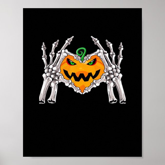 Poster Squelette Coeur main Signale Costume os (Devant)