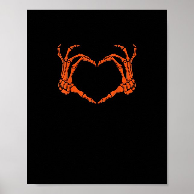 Poster Squelette Coeur main signe costume Halloween Desig (Devant)