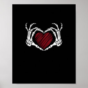 Poster Squelette Coeur main signe costume tendance Hallow