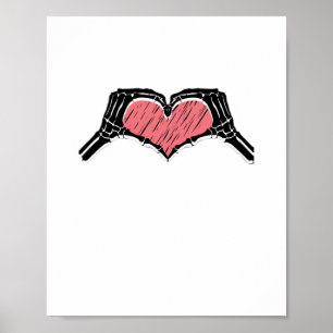 Poster Squelette Coeur main signe Valentines Jour Classiq