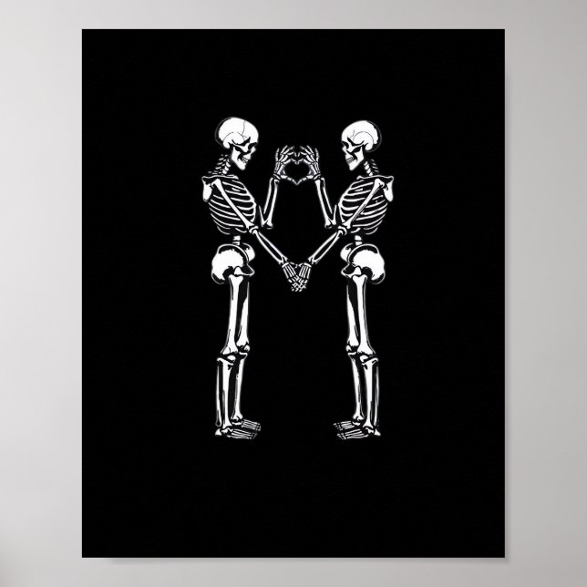 Poster Squelette Coeur Mains signe Halloween Costume Clas (Devant)